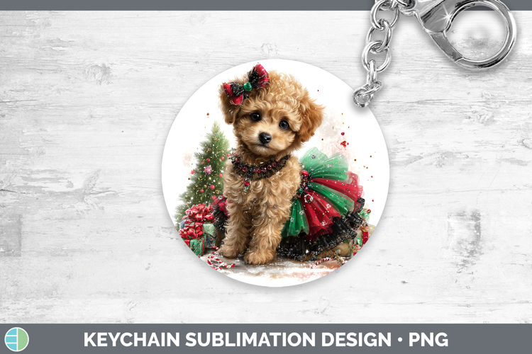 Poodle Dogs 01 Cute Christmas Keychain Sublimation Design