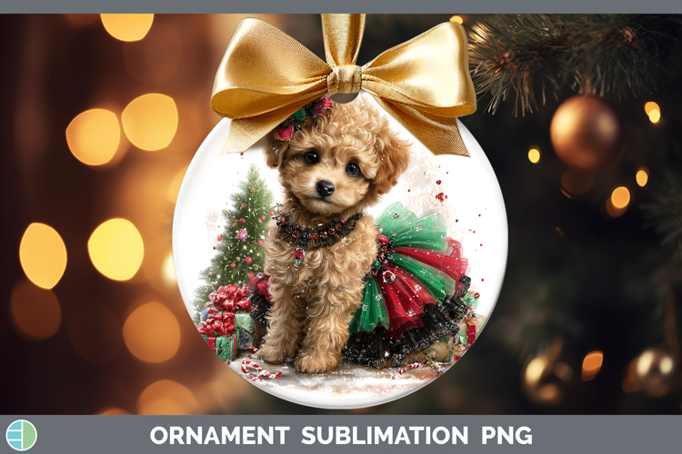 Poodle Dogs 01 Cute Christmas Ornament Sublimation Design