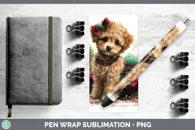 Poodle Dogs 01 Cute Christmas Pen Wrap Sublimation Design