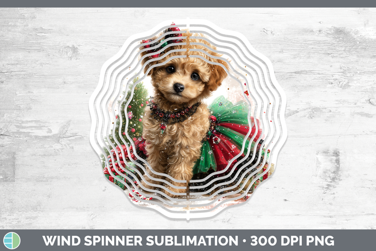 Poodle Dogs 01 Cute Christmas Wind Spinner Sublimation Desig