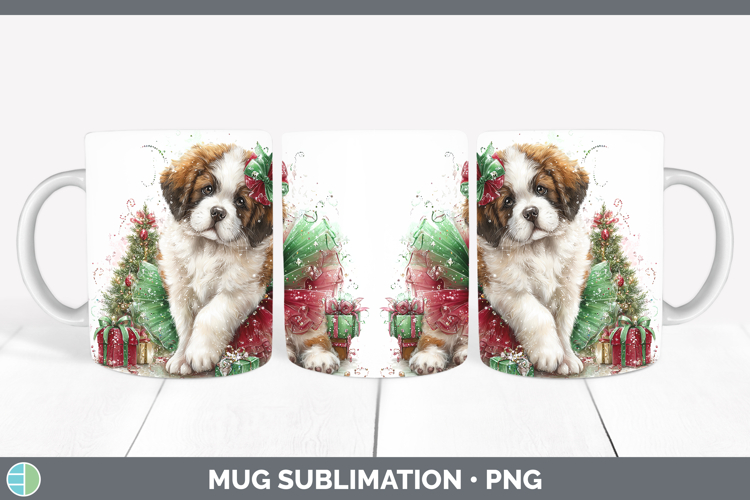 Saint Bernard Dogs 01 Cute Christmas Mug Wrap Sublimation De