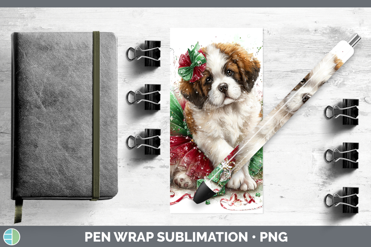 Saint Bernard Dogs 01 Cute Christmas Pen Wrap Sublimation De