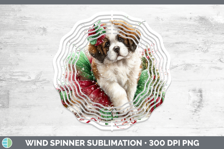 Saint Bernard Dogs 01 Cute Christmas Wind Spinner Sublimatio