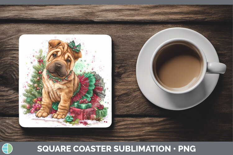 GorgeousDogs 01 Cute Christmas Square Coaster design.
