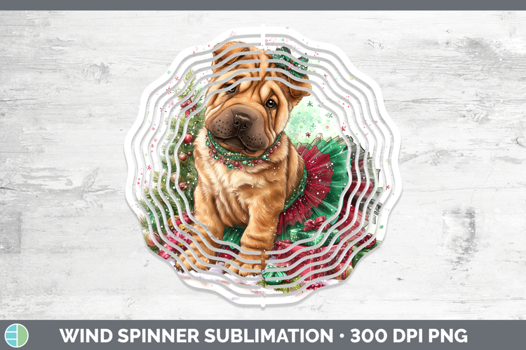 Shar Pei Dogs 01 Cute Christmas Wind Spinner Sublimation Des
