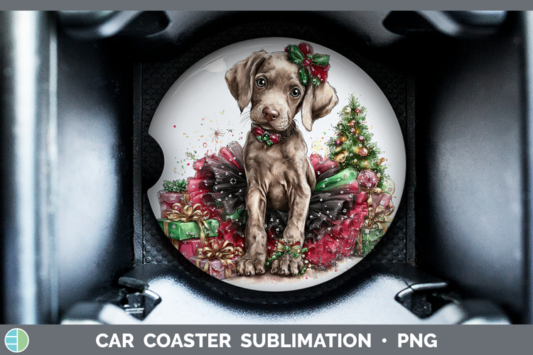 Weimaraner Dogs 01 Cute Christmas Car Coaster Sublimation De