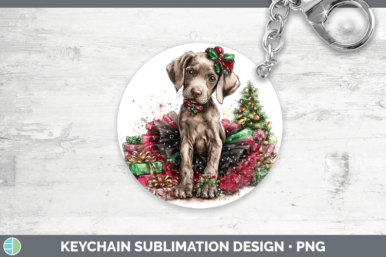Weimaraner Dogs 01 Cute Christmas Keychain Sublimation Desig