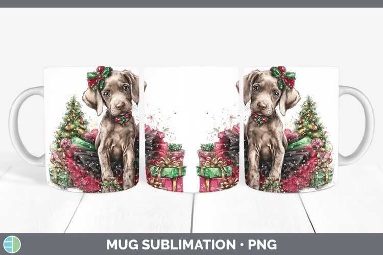 Weimaraner Dogs 01 Cute Christmas Mug Wrap Sublimation Desig