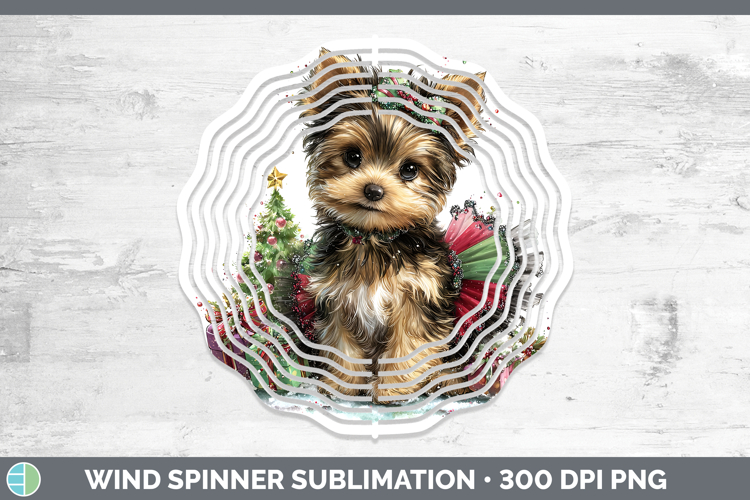 Yorkshire Terrier Dogs 01 Cute Christmas Wind Spinner Sublim
