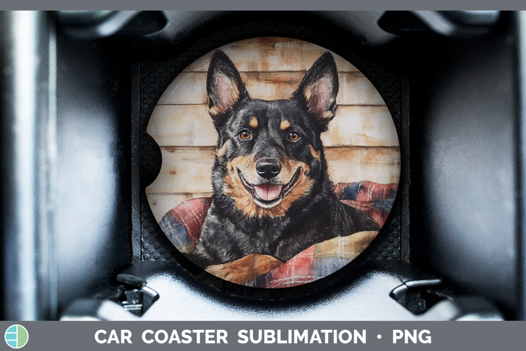 Dogs 01 Flannel Australian Kelpie Car Coaster Sublimation D