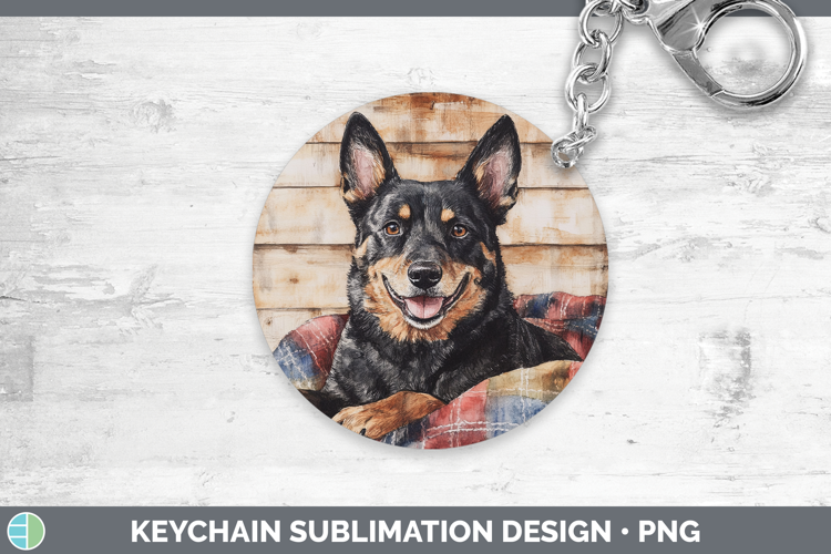 Dogs 01 Flannel Australian Kelpie Keychain Sublimation Keyri