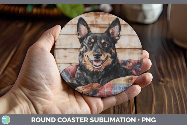 Dogs 01 Flannel Australian Kelpie Round Coaster Sublimation
