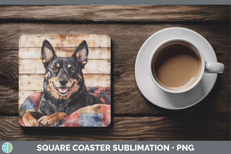 Dogs 01 Flannel Australian Kelpie Square Coaster Sublimation