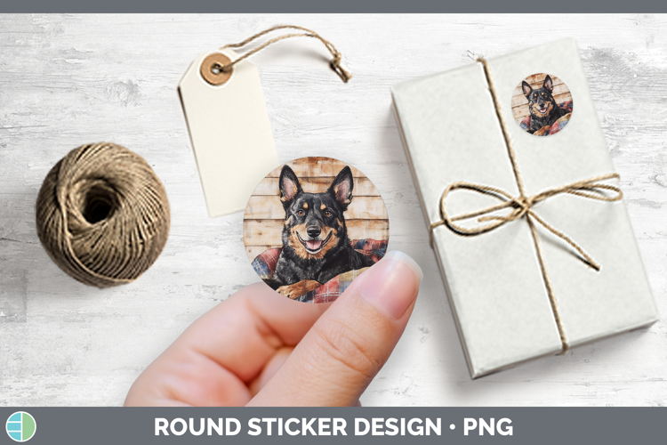 Dogs 01 Flannel Australian Kelpie Stickers | Round Labels De