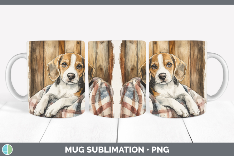Dogs 01 Flannel Beagle Mug Wrap Sublimation Coffee Cup Desig