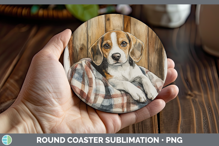 Dogs 01 Flannel Beagle Round Coaster Sublimation Coaster Des