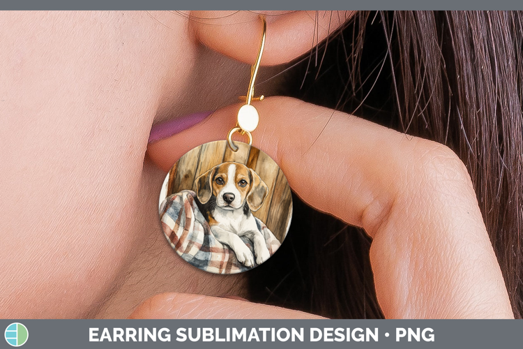 Dogs 01 Flannel Beagle Round Earrings Sublimation Earrings D