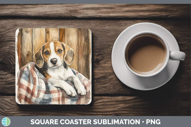 Dogs 01 Flannel Beagle Square Coaster Sublimation Coaster De