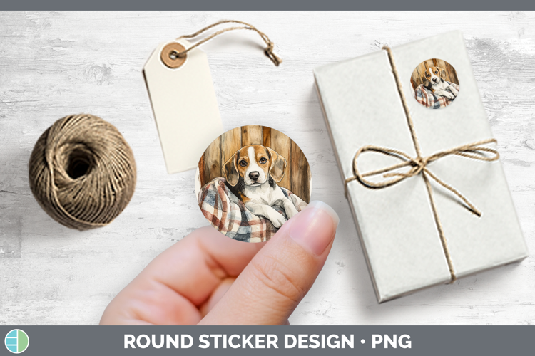 Dogs 01 Flannel Beagle Stickers | Round Labels Designs