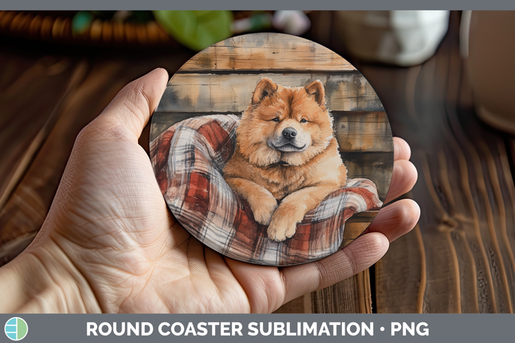 Dogs 01 Flannel Chow Chow Round Coaster Sublimation Coaster