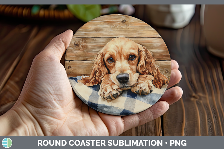 Dogs 01 Flannel Cocker Spaniel Round Coaster Sublimation Coa