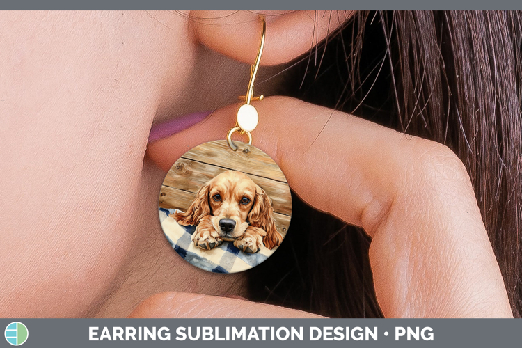 Dogs 01 Flannel Cocker Spaniel Round Earrings Sublimation Ea