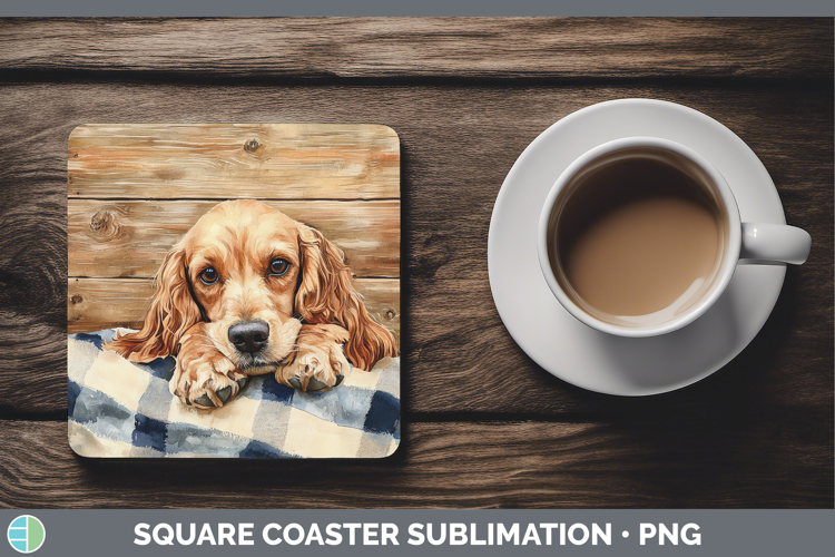 Dogs 01 Flannel Cocker Spaniel Square Coaster Sublimation Co