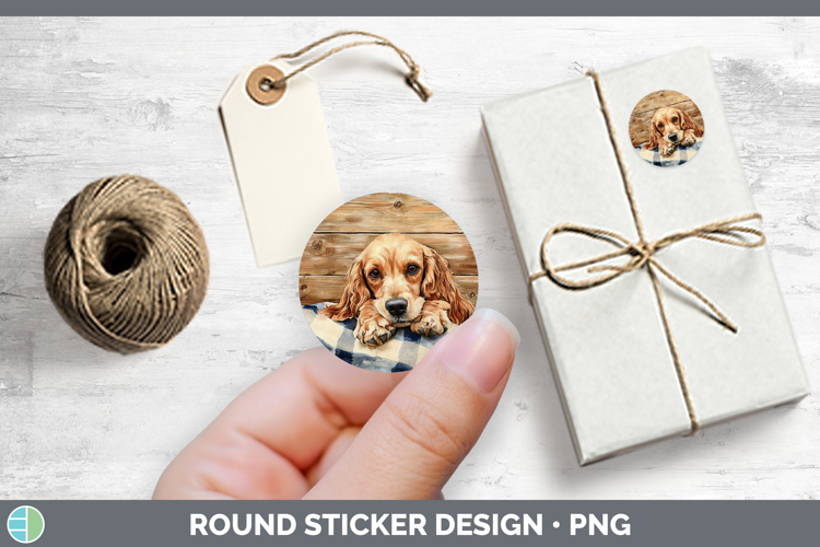 Dogs 01 Flannel Cocker Spaniel Stickers | Round Labels Desig
