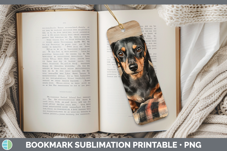 Dogs 01 Flannel Dachshund Bookmark Sublimation Printable Des