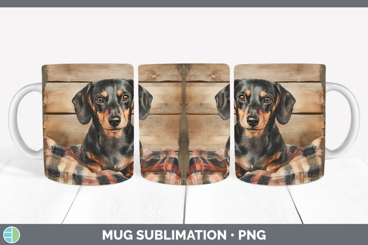 Dogs 01 Flannel Dachshund Mug Wrap Sublimation Coffee Cup De