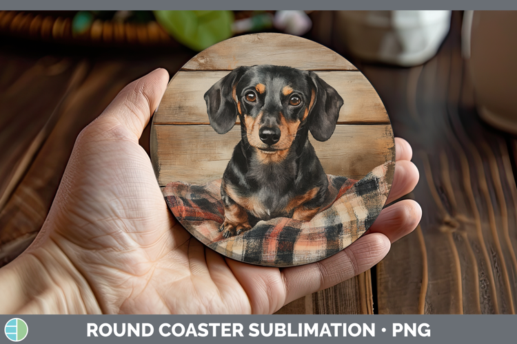 Dogs 01 Flannel Dachshund Round Coaster Sublimation Coaster
