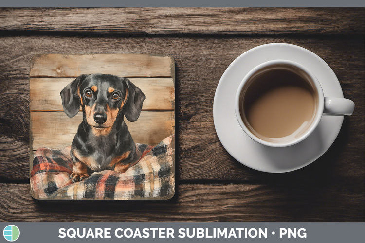 Dogs 01 Flannel Dachshund Square Coaster Sublimation Coaster