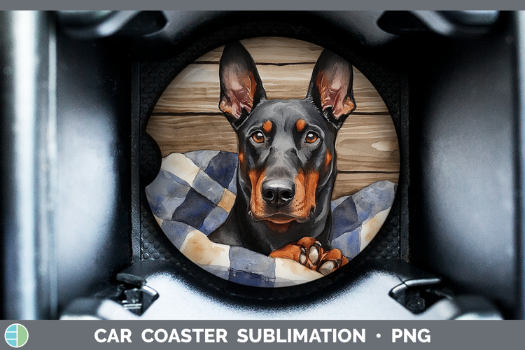 Dogs 01 Flannel Doberman Pinscher Car Coaster Sublimation D