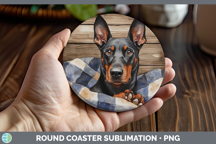 Dogs 01 Flannel Doberman Pinscher Round Coaster Sublimation
