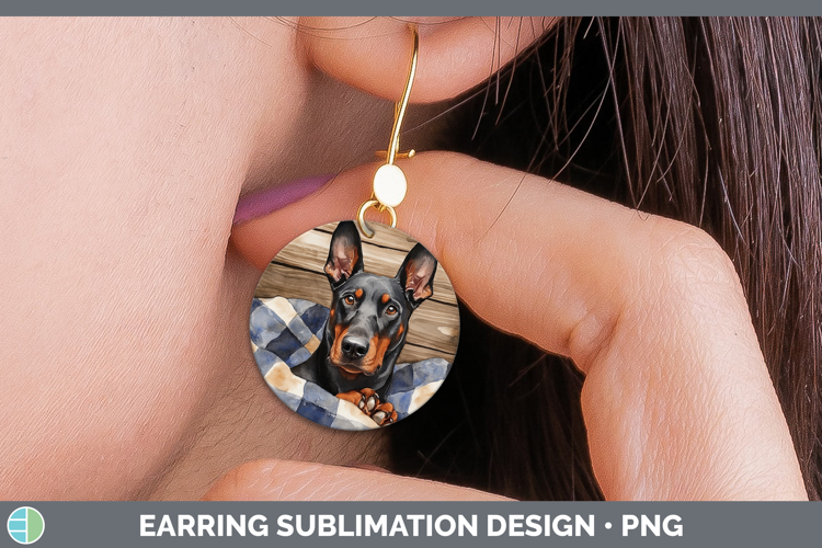Dogs 01 Flannel Doberman Pinscher Round Earrings Sublimation