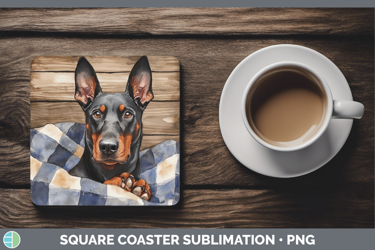 Dogs 01 Flannel Doberman Pinscher Square Coaster Sublimation