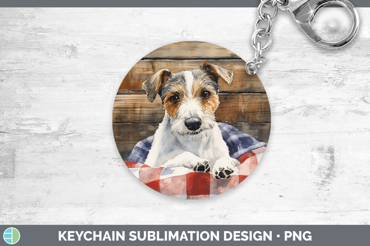 Dogs 01 Flannel Fox Terrier Keychain Sublimation Keyring Des