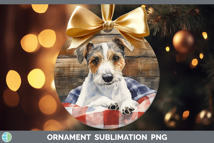 Dogs 01 Flannel Fox Terrier Ornament Sublimation Bauble Desi