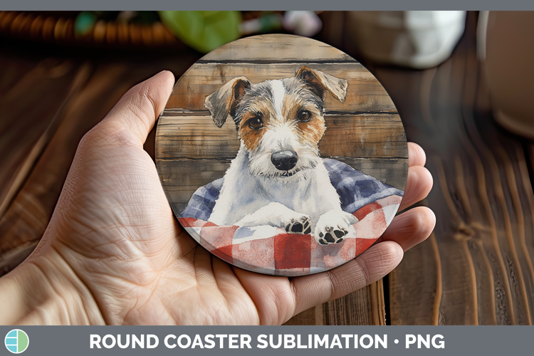 Dogs 01 Flannel Fox Terrier Round Coaster Sublimation Coaste