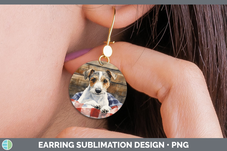 Dogs 01 Flannel Fox Terrier Round Earrings Sublimation Earri