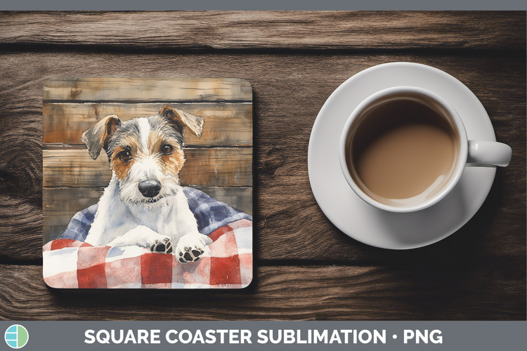 Dogs 01 Flannel Fox Terrier Square Coaster Sublimation Coast