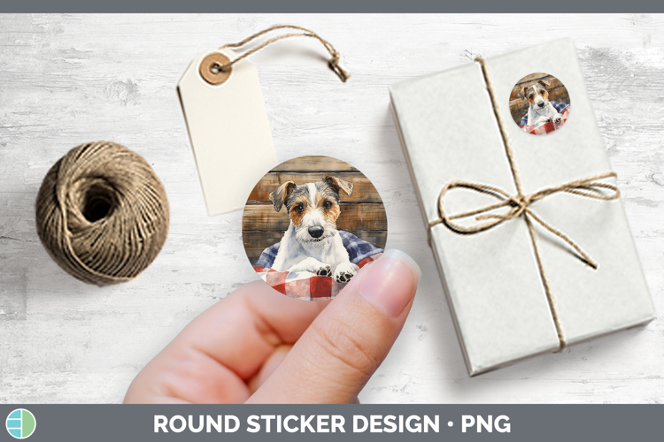 Dogs 01 Flannel Fox Terrier Stickers | Round Labels Designs