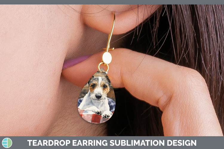Dogs 01 Flannel Fox Terrier Teardrop Earrings Sublimation Ea