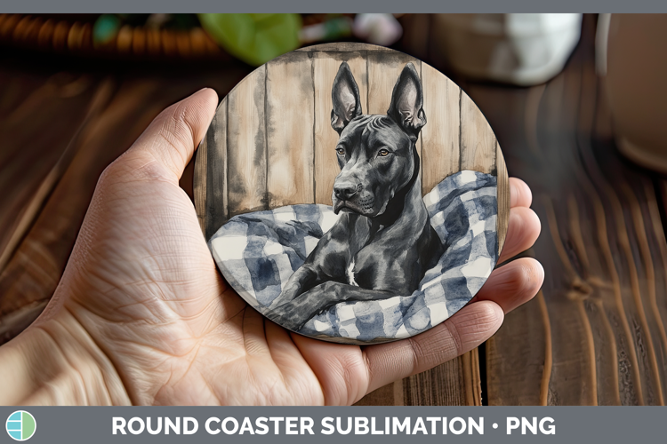 Dogs 01 Flannel Great Dane Round Coaster Sublimation Coaster
