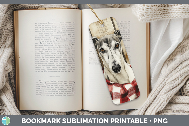 Dogs 01 Flannel Greyhound Bookmark Sublimation Printable Des
