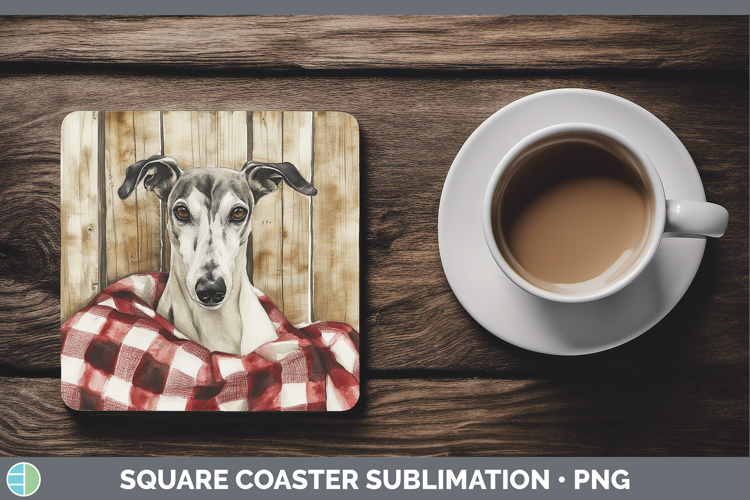 Dogs 01 Flannel Greyhound Square Coaster Sublimation Coaster