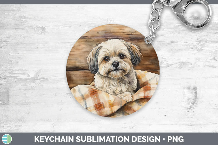 Dogs 01 Flannel Lhasa Apso Keychain Sublimation Keyring Desi