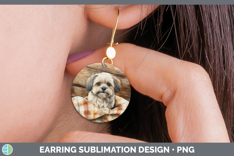 Dogs 01 Flannel Lhasa Apso Round Earrings Sublimation Earrin
