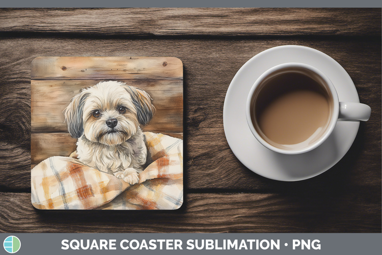 Dogs 01 Flannel Lhasa Apso Square Coaster Sublimation Coaste