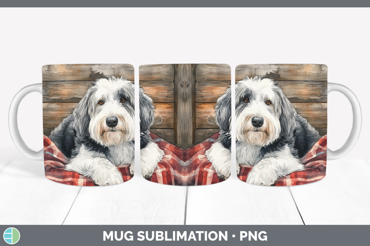 Dogs 01 Flannel Old English Sheepdog Mug Wrap Sublimation Co